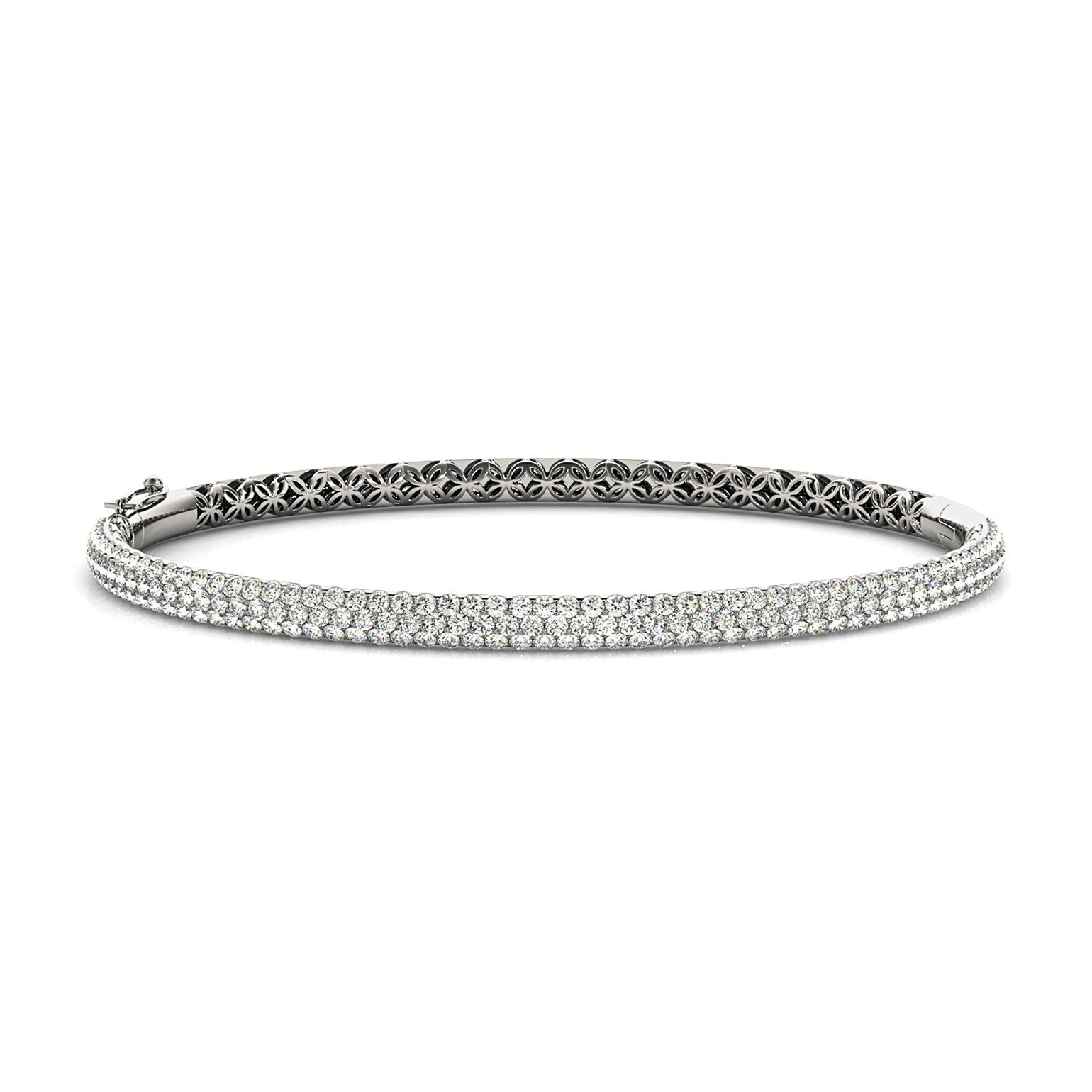 Three Row 2.63 ctw Round Diamond Bracelet Pave Set