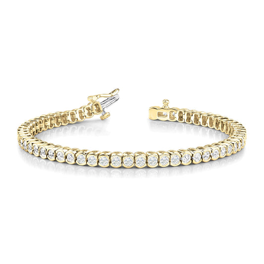 4.00 ctw Round Diamond Bezel Set Tennis Bracelet - 18K Yellow Gold
