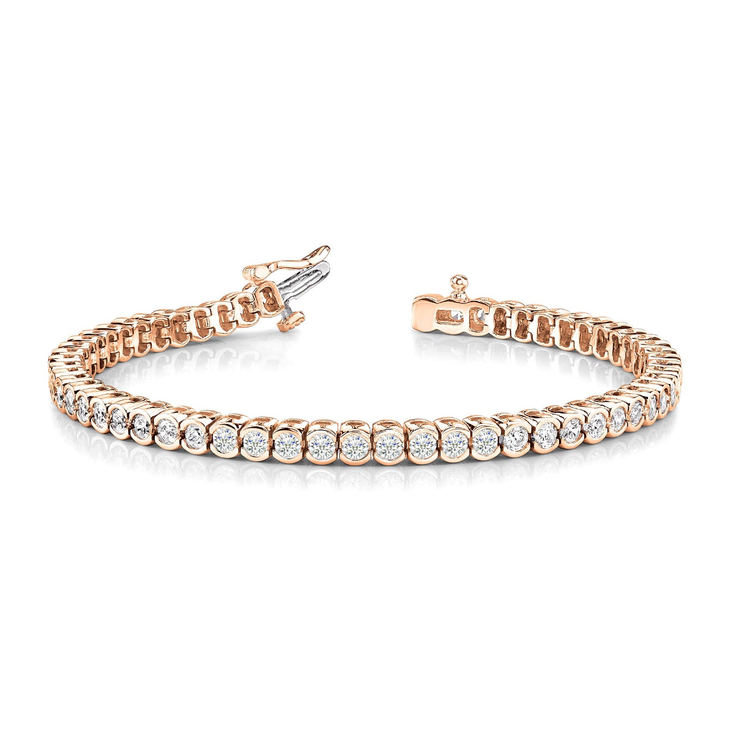 4.00 ctw Round Diamond Bezel Set Tennis Bracelet - 18K Rose Gold