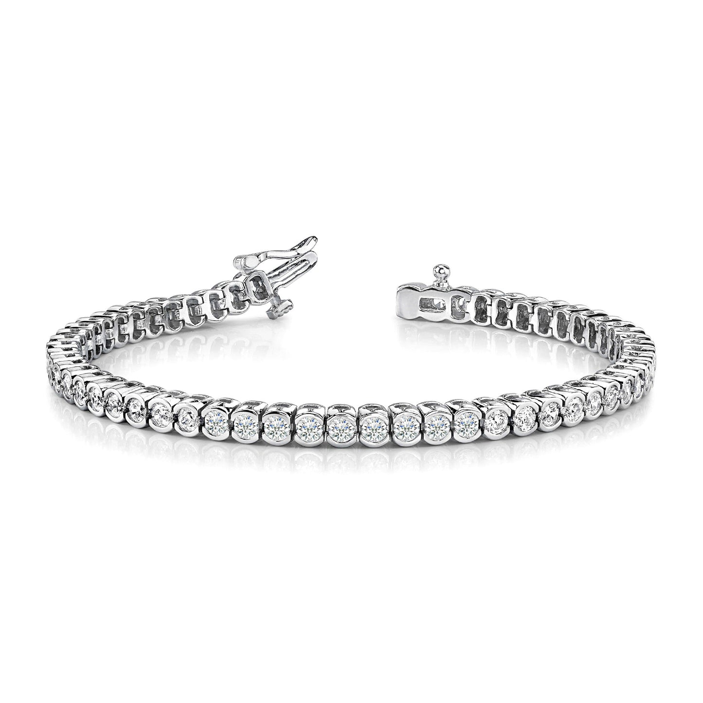 4.00 ctw Round Diamond Bezel Set Tennis Bracelet - Platinum 950