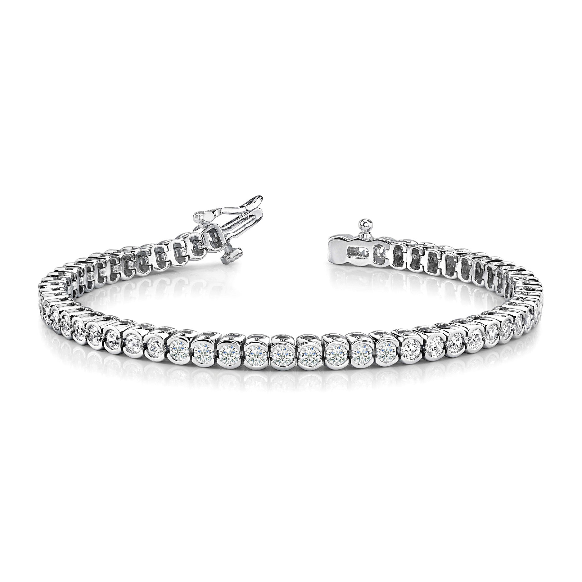 4.00 ctw Round Diamond Bezel Set Tennis Bracelet - Platinum 950