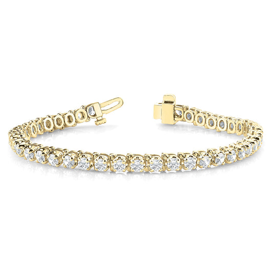 5.00 ctw Round Diamond Tennis Bracelet Four Prong Set - 18K Yellow Gold