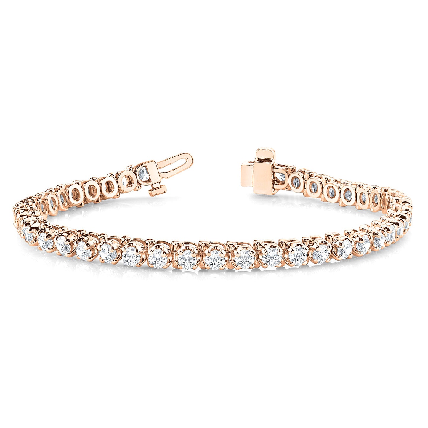5.00 ctw Round Diamond Tennis Bracelet Four Prong Set - 18K Rose Gold