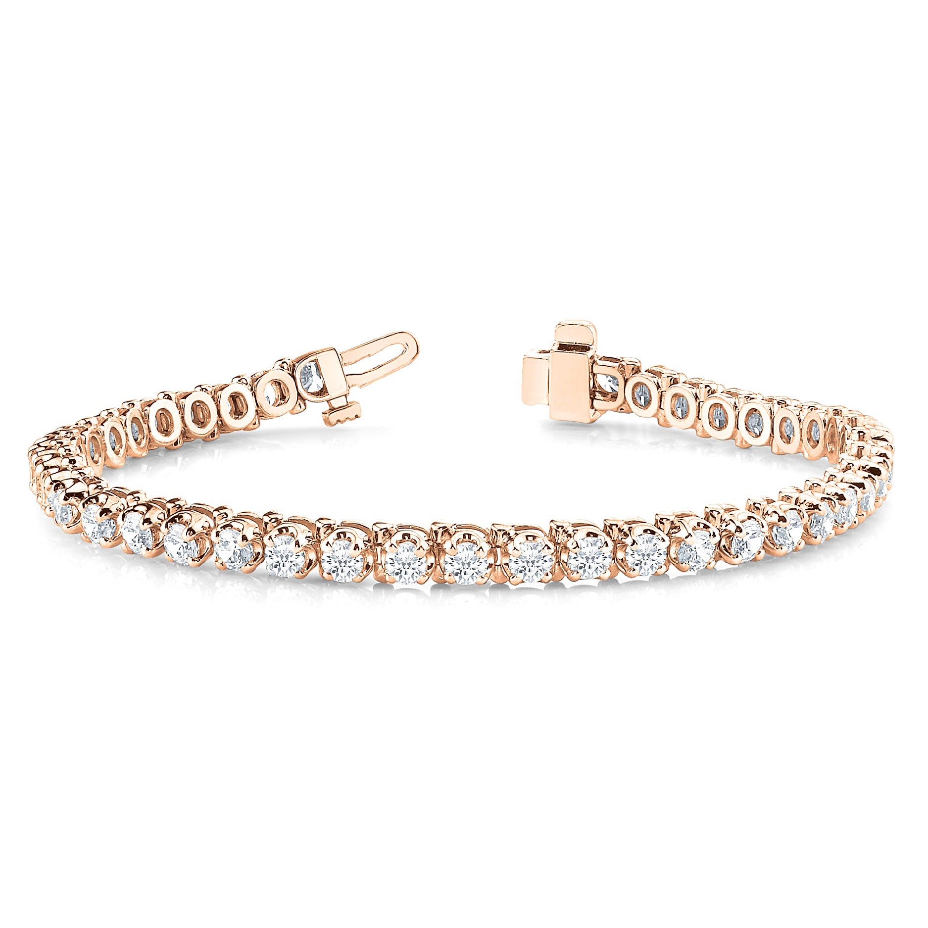 5.00 ctw Round Diamond Tennis Bracelet Four Prong Set - 18K Rose Gold