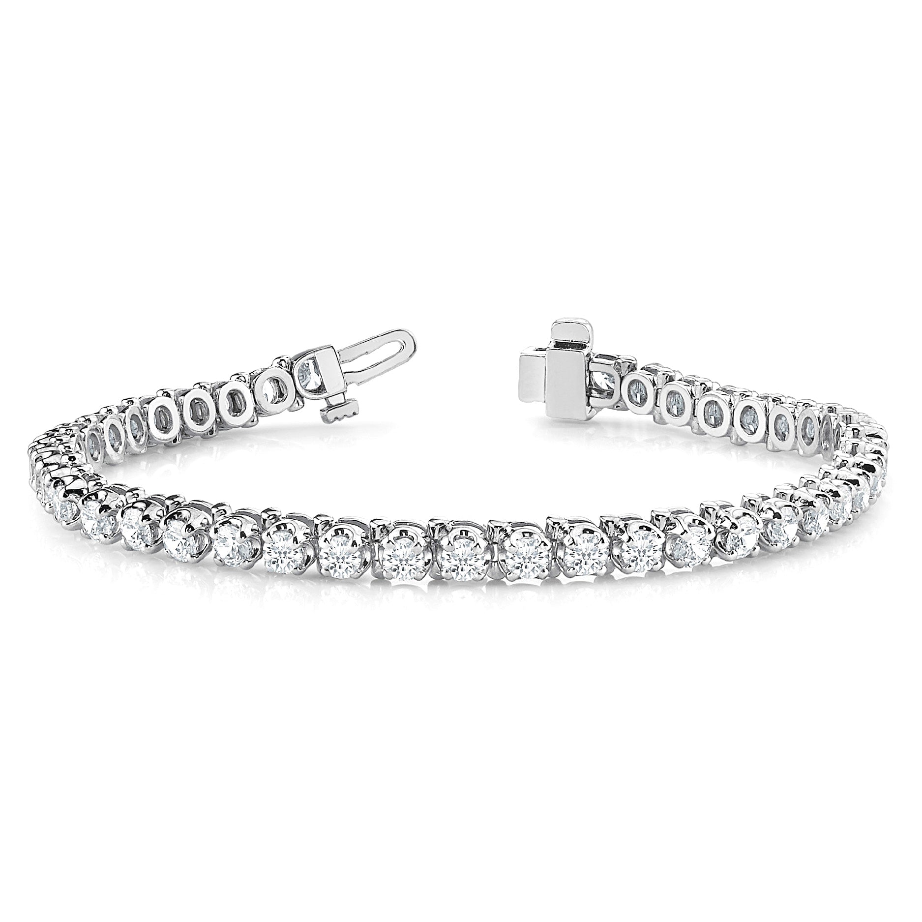 5.00 ctw Round Diamond Tennis Bracelet Four Prong Set - Platinum 950