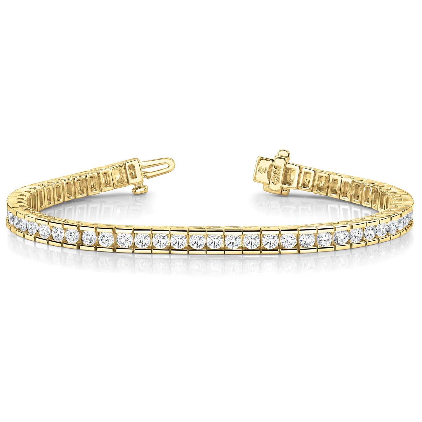 Channel Set 5.50 ctw Round Diamond Tennis Bracelet - 18K Yellow Gold