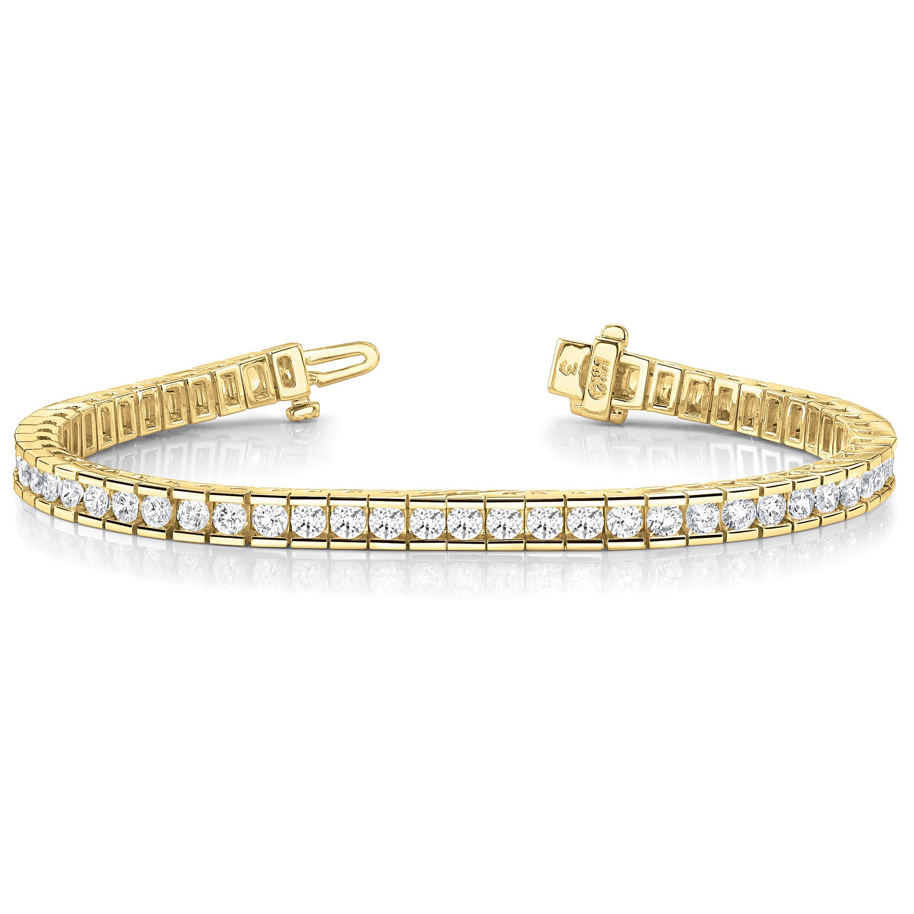 Channel Set 5.50 ctw Round Diamond Tennis Bracelet - 18K Yellow Gold