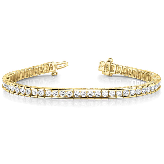 Channel Set 5.50 ctw Round Diamond Tennis Bracelet - 18K Yellow Gold