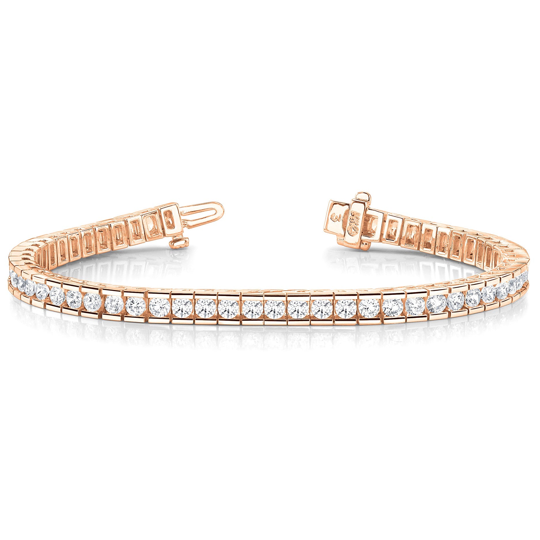Channel Set 5.50 ctw Round Diamond Tennis Bracelet - 18K Rose Gold