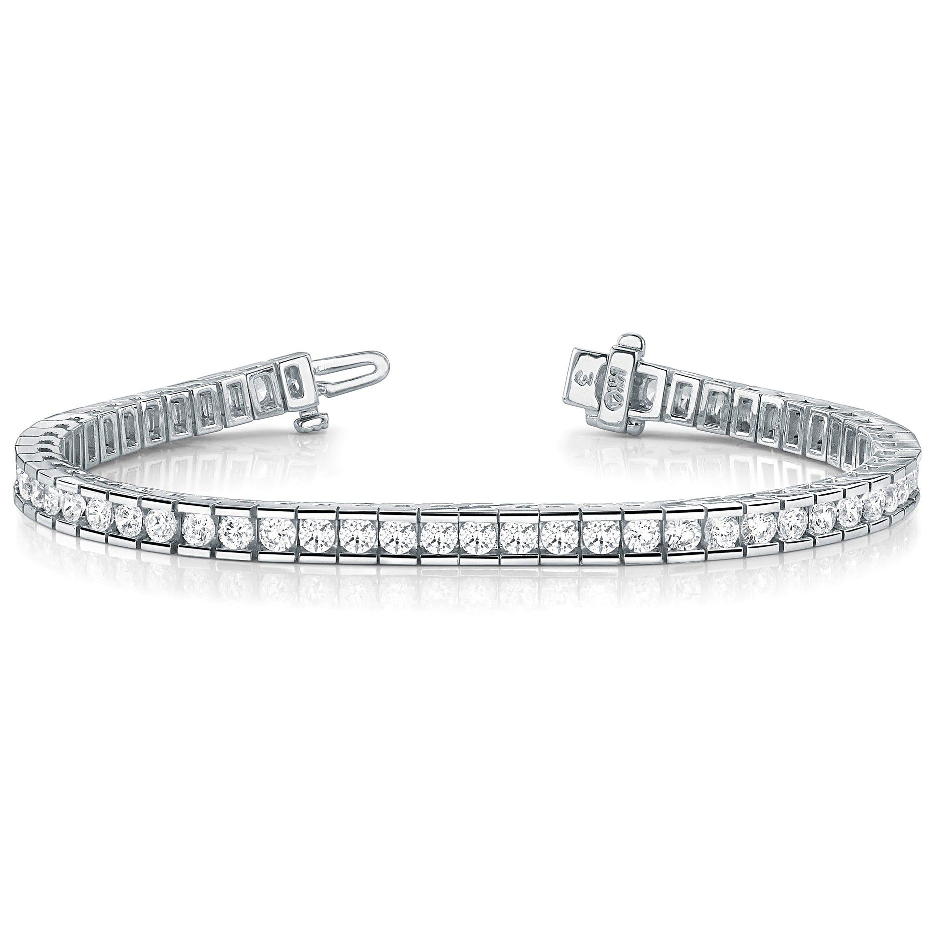 Channel Set 5.50 ctw Round Diamond Tennis Bracelet - Platinum 950