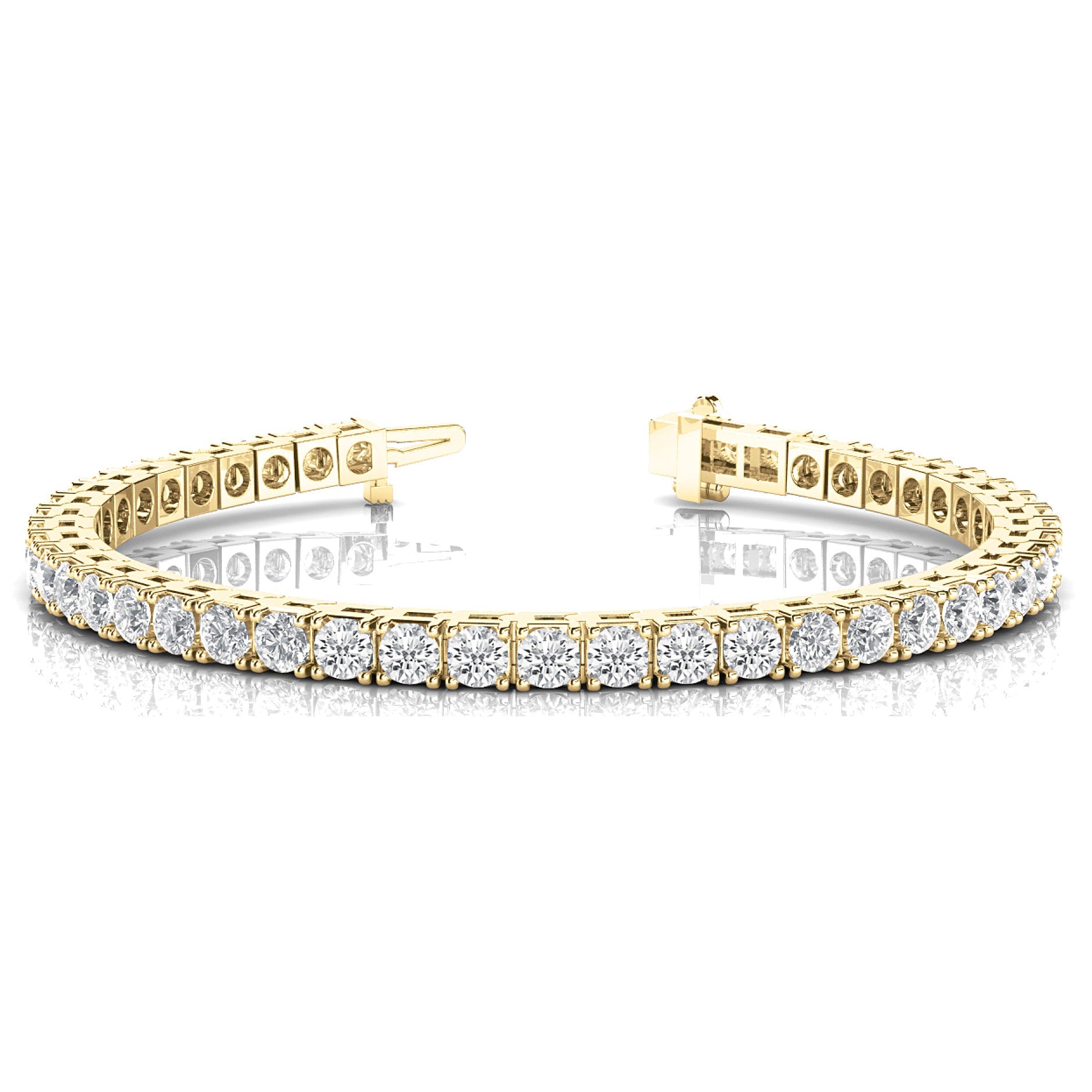 7.0 ctw Round Diamond Tennis Bracelet Four Prong - 18K Yellow Gold