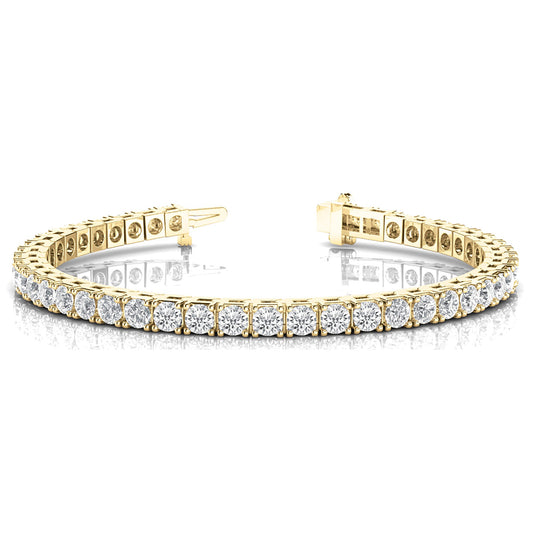 7.0 ctw Round Diamond Tennis Bracelet Four Prong - 18K Yellow Gold