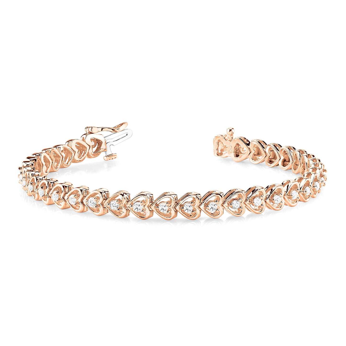 1.25 ctw Round Diamond Hearth Shaped Tennis Bracelet - Platinum 950 - G-H Color SI1-SI2 Clarity