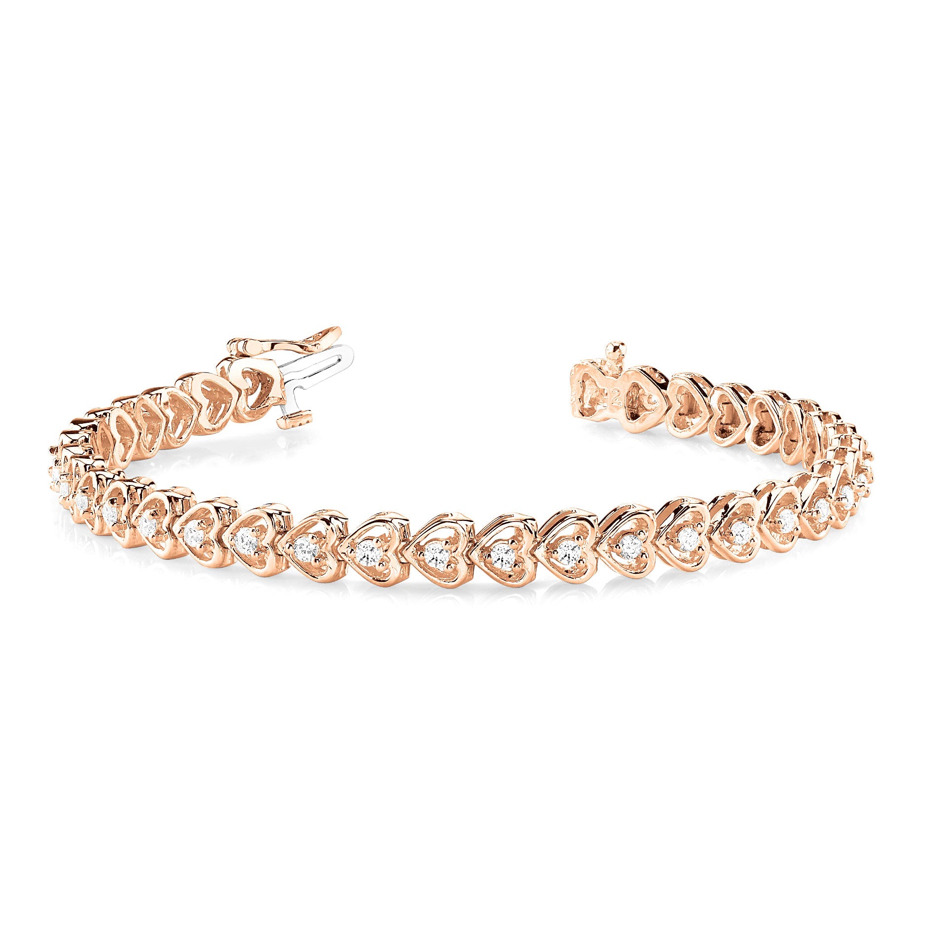1.25 ctw Round Diamond Hearth Shaped Tennis Bracelet - Platinum 950 - G-H Color SI1-SI2 Clarity