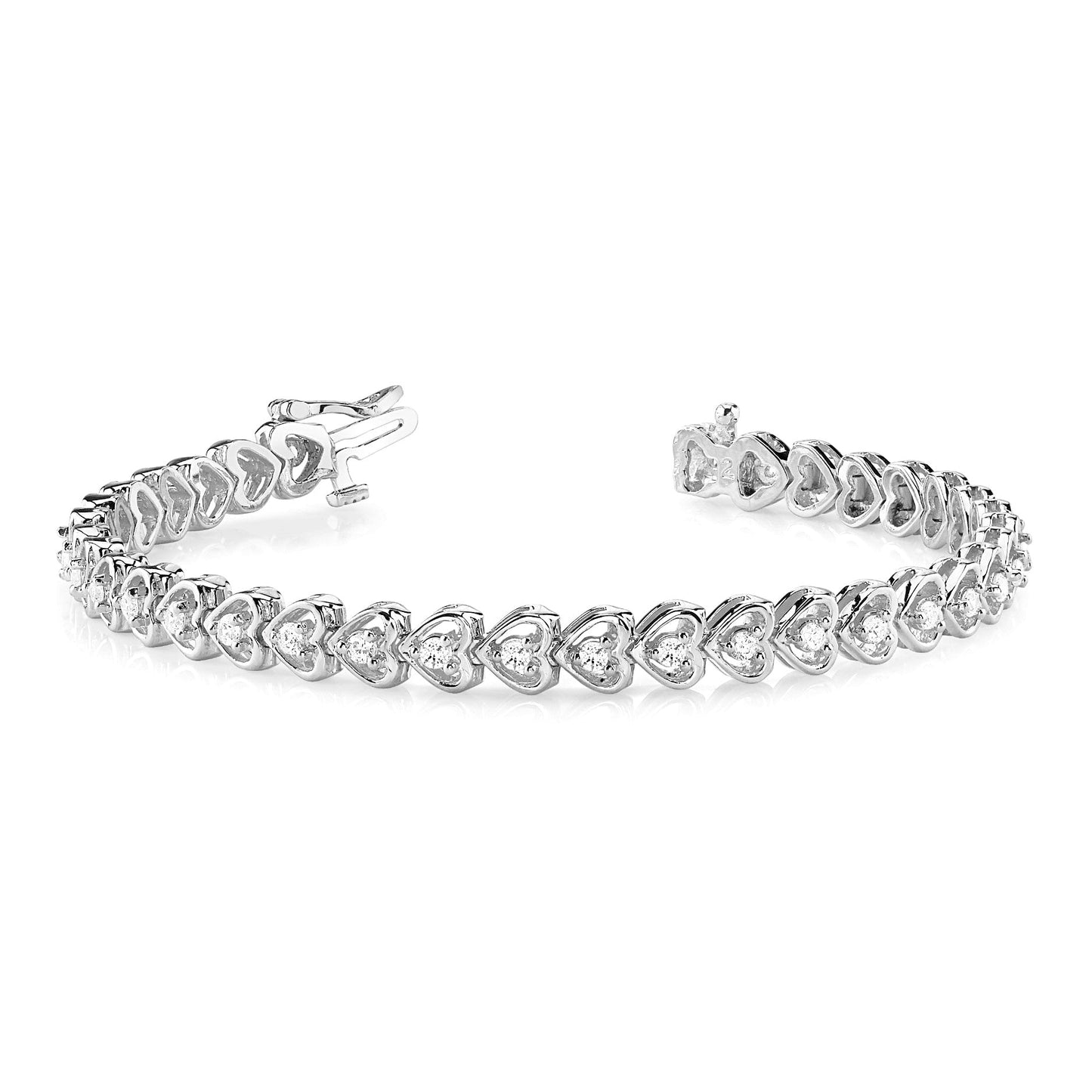 1.25 ctw Round Diamond Hearth Shaped Tennis Bracelet - Platinum 950 - F-G Color VS1-VS2 Clarity