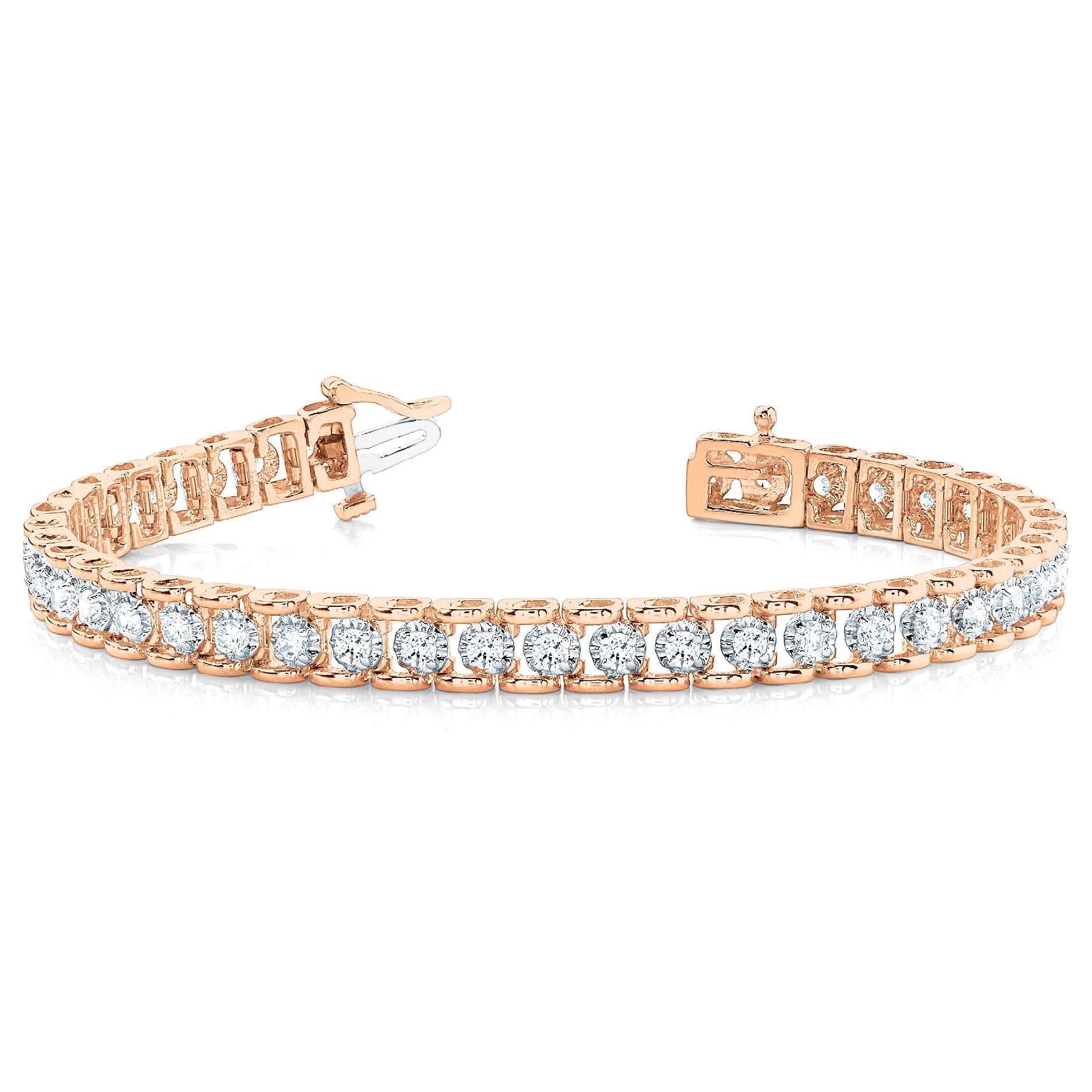 2.0 ctw Round Diamond Tennis Bracelet Four Prong Set - 18K Rose Gold
