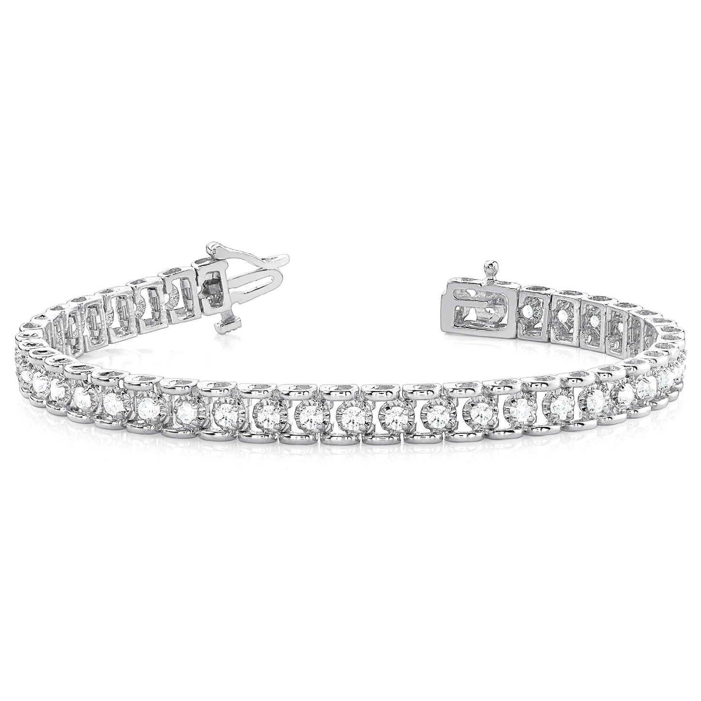 2.0 ctw Round Diamond Tennis Bracelet Four Prong Set - Platinum 950