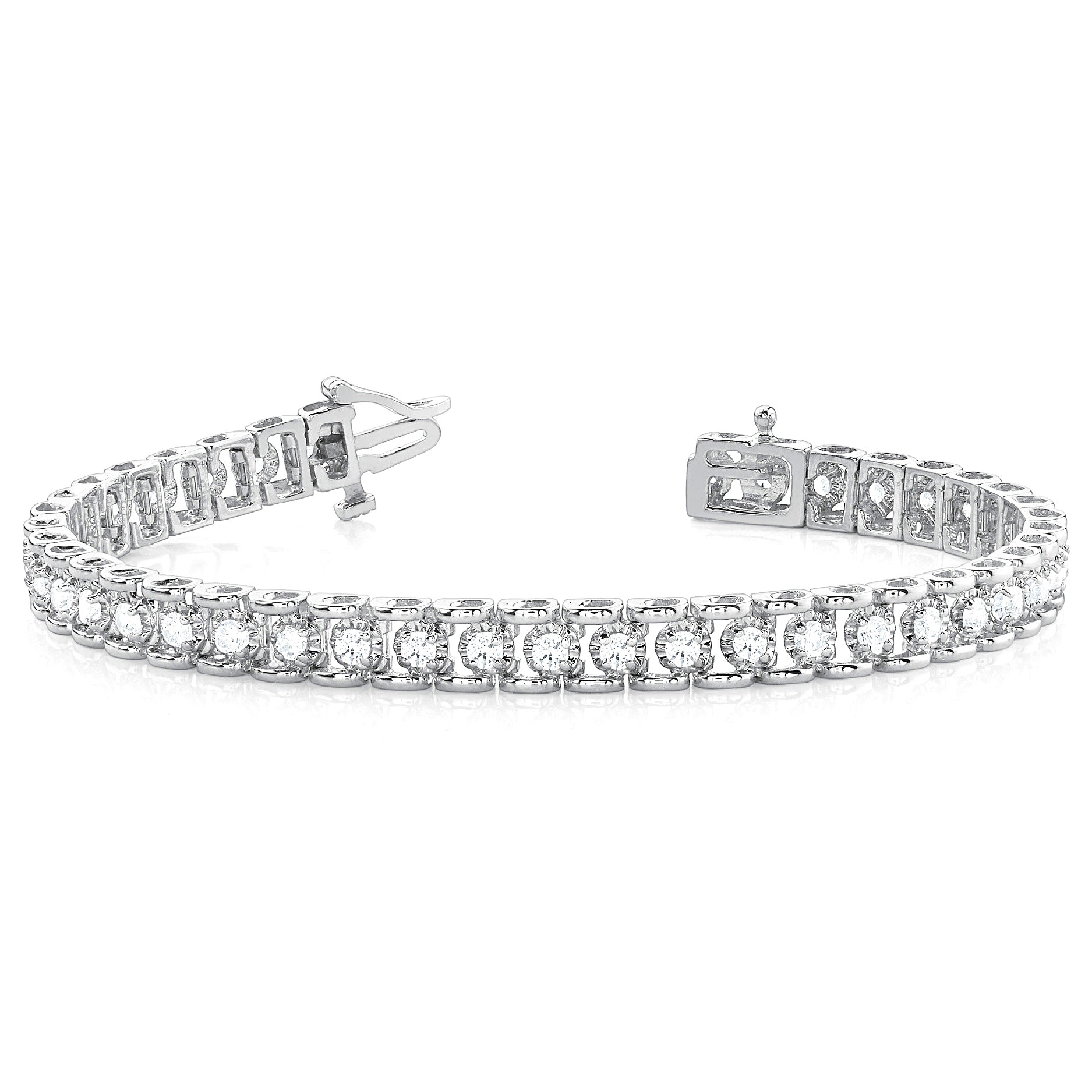 2.0 ctw Round Diamond Tennis Bracelet Four Prong Set - Platinum 950