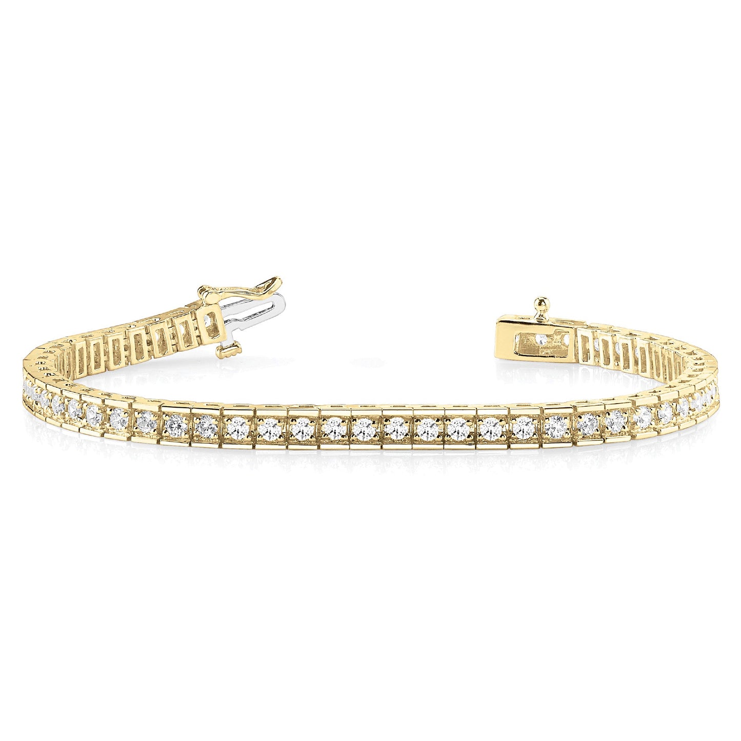2.25 ctw Round Diamond Tennis Bracelet Four Prong Set In Channel - 18K Yellow Gold