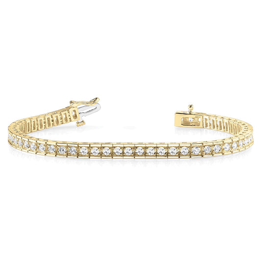 2.25 ctw Round Diamond Tennis Bracelet Four Prong Set In Channel - 18K Yellow Gold