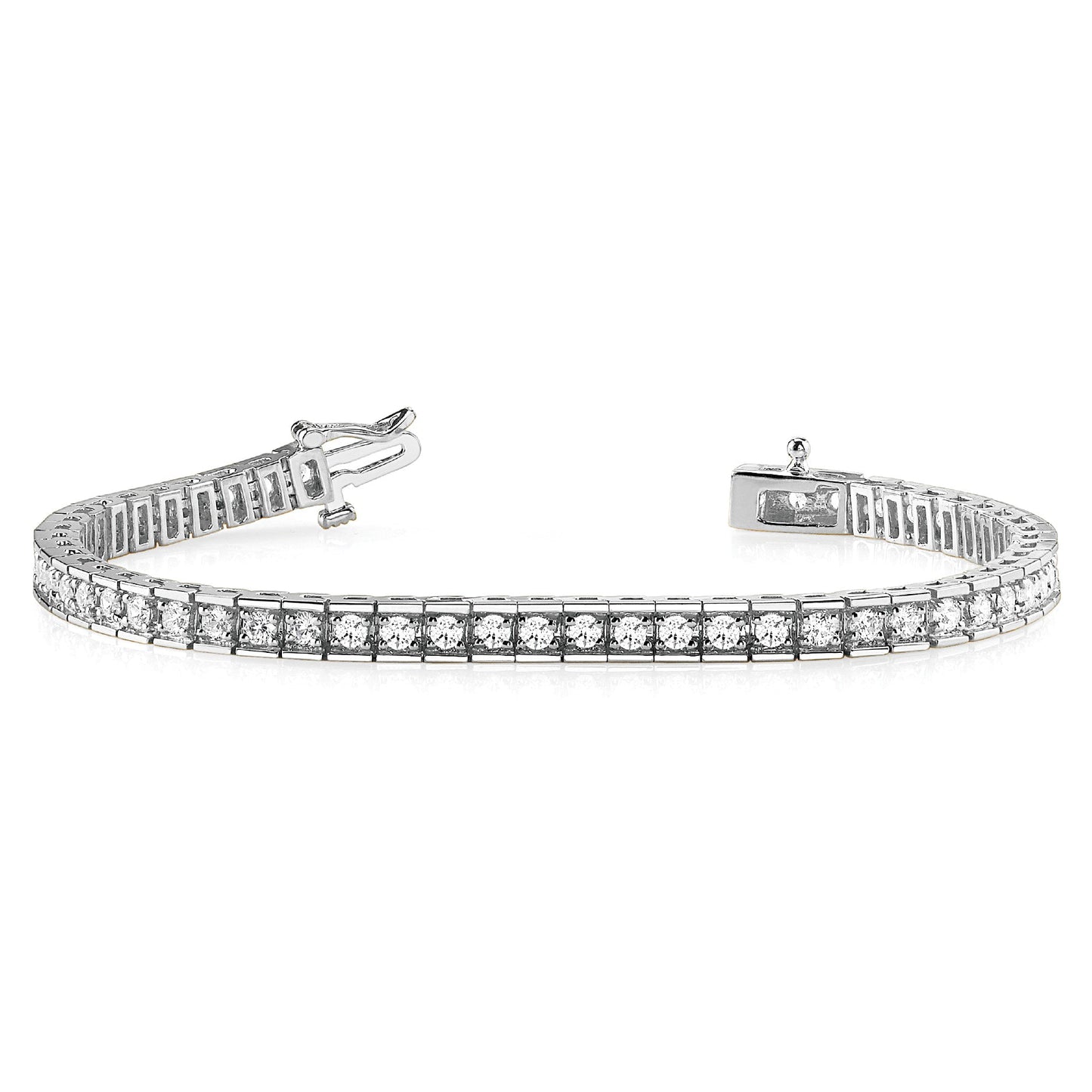 2.25 ctw Round Diamond Tennis Bracelet Four Prong Set In Channel - Platinum 950