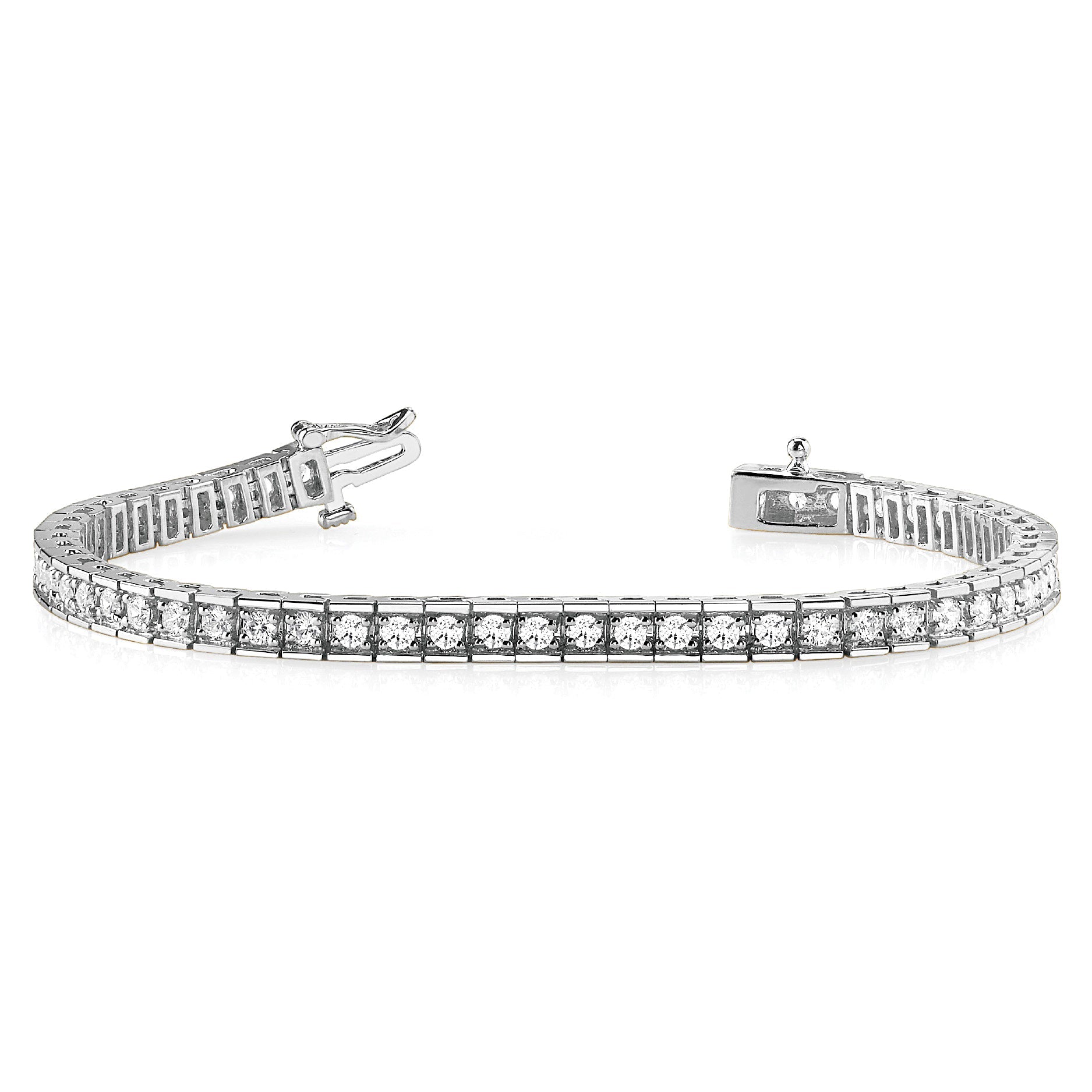 2.25 ctw Round Diamond Tennis Bracelet Four Prong Set In Channel - Platinum 950