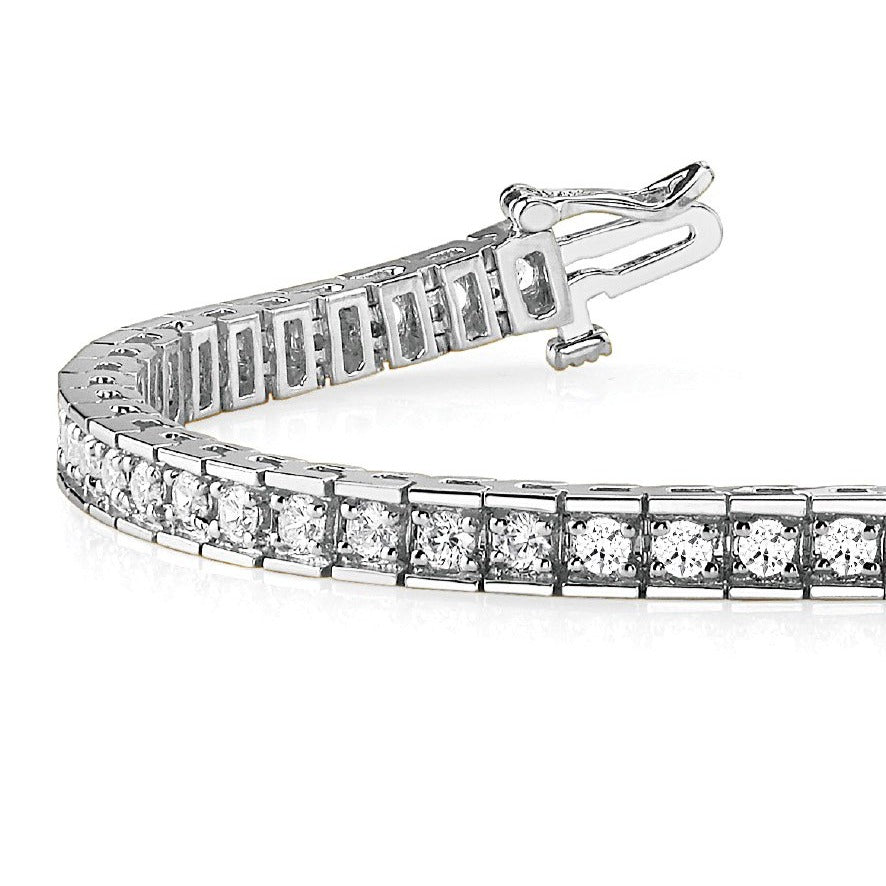 2.25 ctw Round Diamond Tennis Bracelet Four Prong Set In Channel - 14K Rose Gold