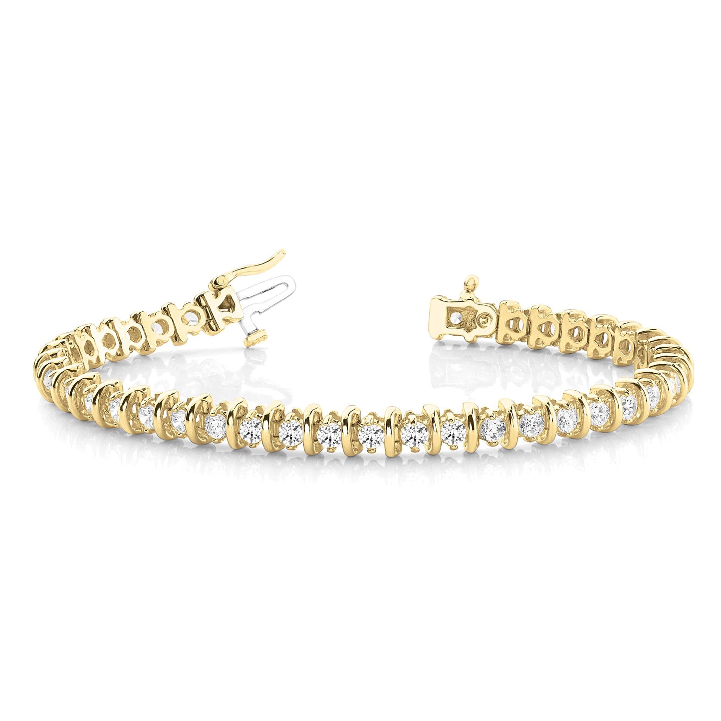 4.00 ctw Round Diamond Bar Tennis Bracelet Two Prong - 18K Yellow Gold - F-G Color VS1-VS2 Clarity