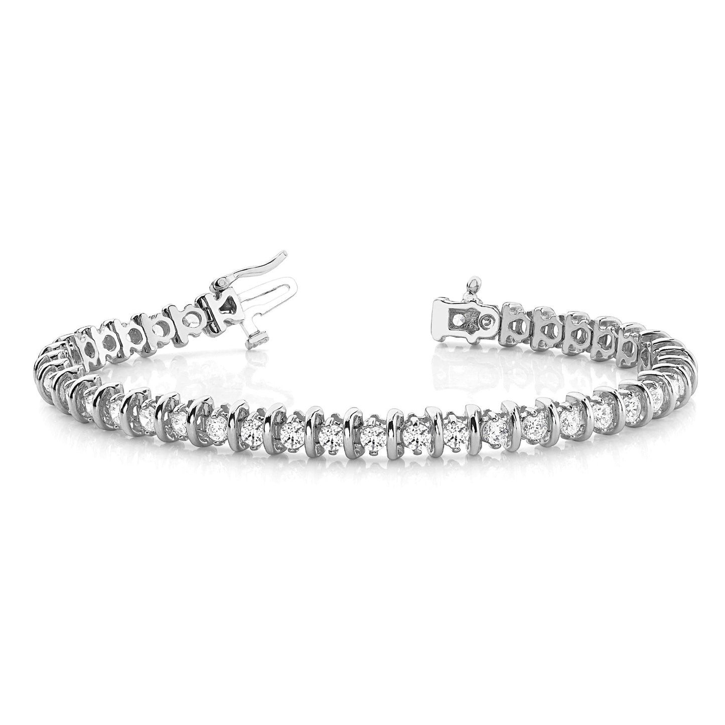 4.00 ctw Round Diamond Bar Tennis Bracelet Two Prong - Platinum 950 - F-G Color VS1-VS2 Clarity