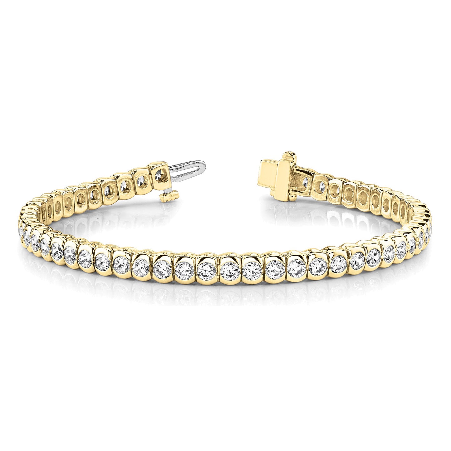5 ct. Diamond Half Bezel Tennis Bracelet - 14K Yellow Gold - F-G Color VS1-VS2 Clarity