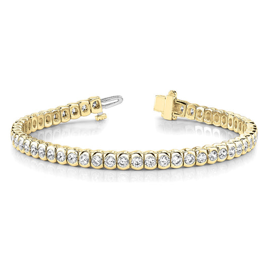 5 ct. Diamond Half Bezel Tennis Bracelet - 14K Yellow Gold - F-G Color VS1-VS2 Clarity