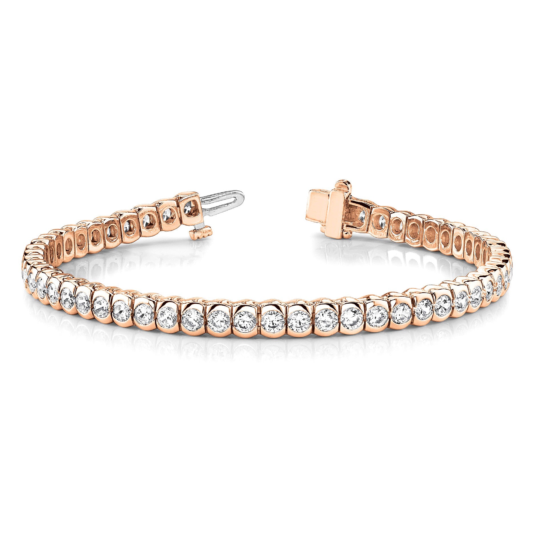 5 ct. Diamond Half Bezel Tennis Bracelet - 14K Rose Gold - F-G Color VS1-VS2 Clarity