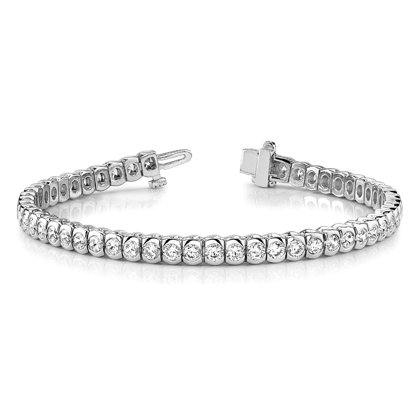 5 ct. Diamond Half Bezel Tennis Bracelet - 14K Yellow Gold - F-G Color VS1-VS2 Clarity