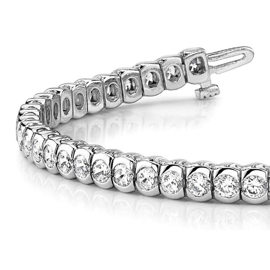 5 ct. Diamond Half Bezel Tennis Bracelet - 14K White Gold - F-G Color VS1-VS2 Clarity