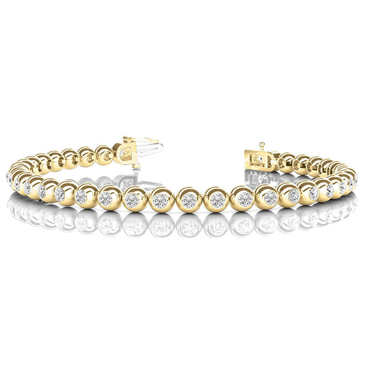 3.00 ctw Round Diamond Bezel Set Tennis Bracelet - 18K Yellow Gold