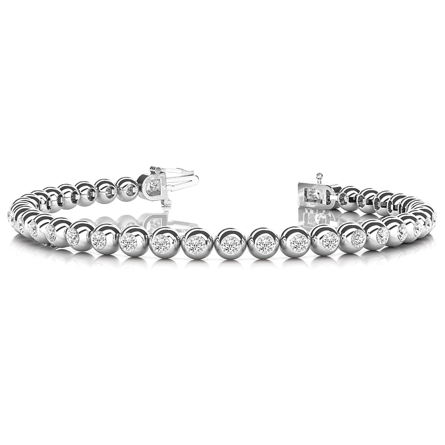 3.00 ctw Round Diamond Bezel Set Tennis Bracelet - Platinum 950
