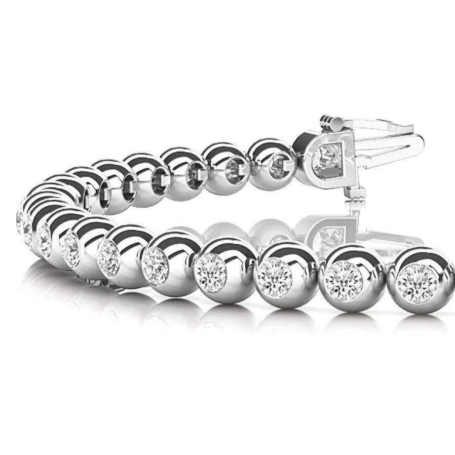 3.00 ctw Round Diamond Bezel Set Tennis Bracelet - 14K Rose Gold