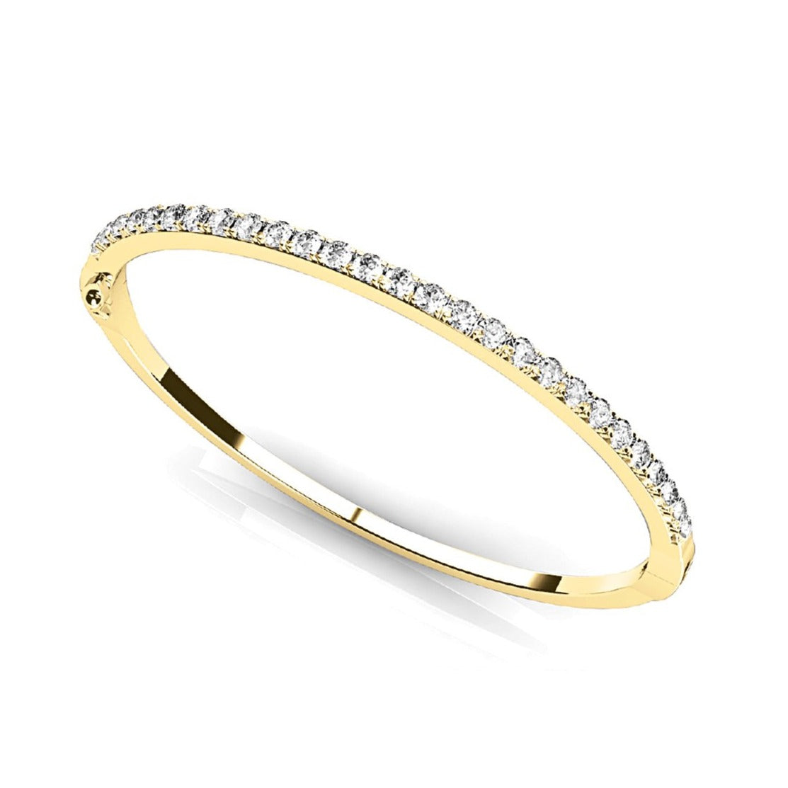 2.0 ctw Round Diamond Classic Bangle Bracelet Pave Set - 14K Rose Gold