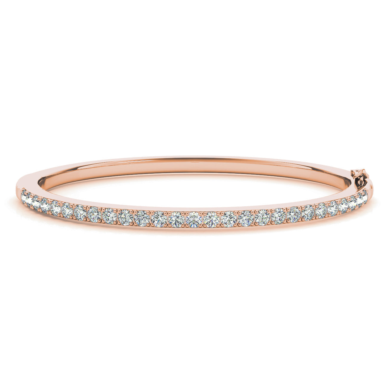 2.0 ctw Round Diamond Classic Bangle Bracelet Pave Set - 18K Yellow Gold