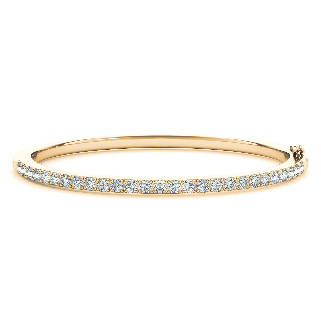 2.0 ctw Round Diamond Classic Bangle Bracelet Pave Set - 18K White Gold