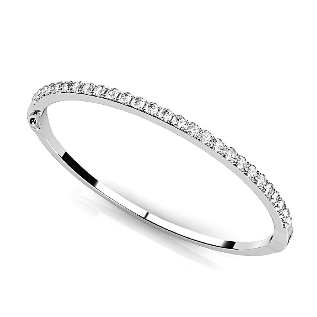 2.0 ctw Round Diamond Classic Bangle Bracelet Pave Set - 14K Yellow Gold