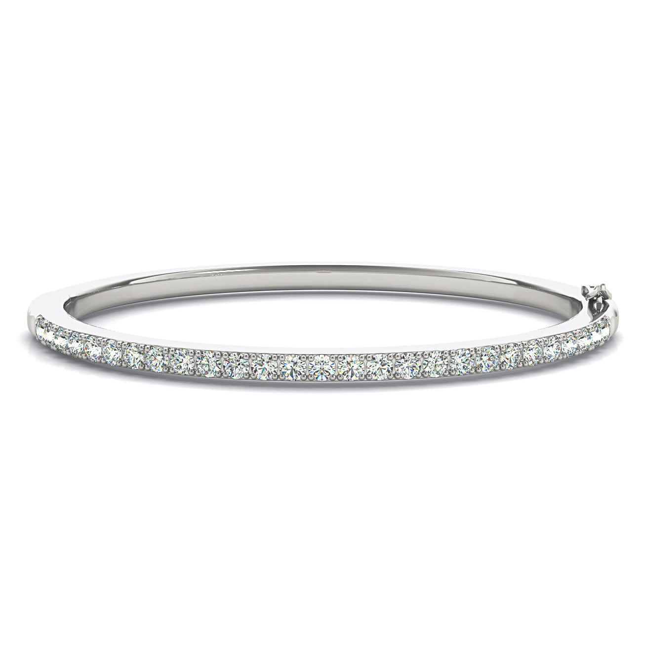 2.0 ctw Round Diamond Classic Bangle Bracelet Pave Set - Platinum 950