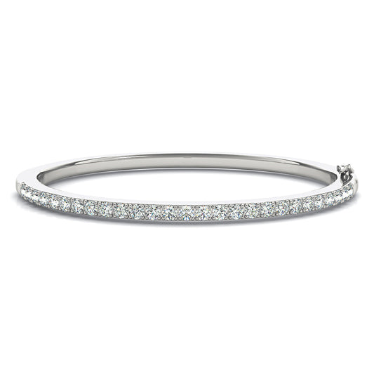 2.0 ctw Round Diamond Classic Bangle Bracelet Pave Set - Platinum 950