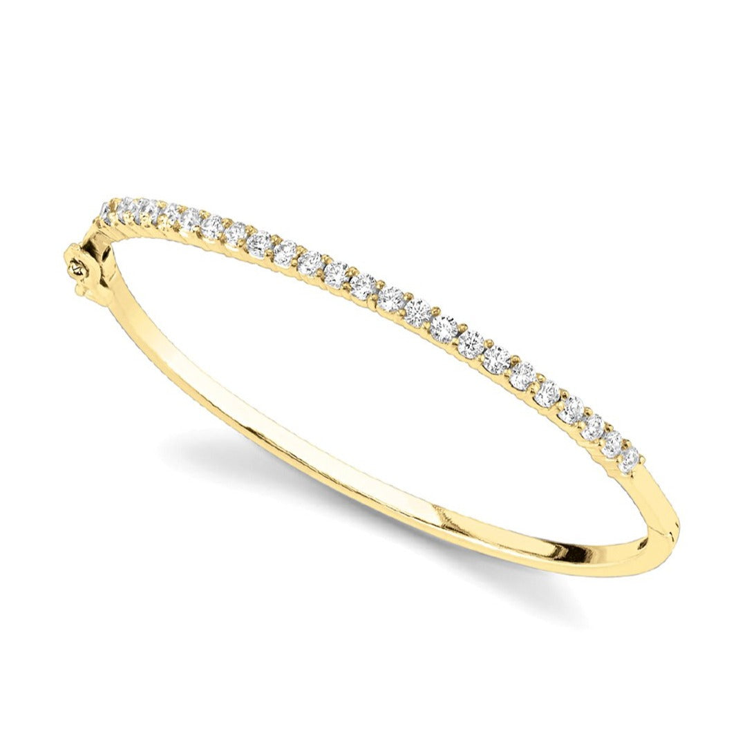 1.50 ctw Round Diamond Classic Bangle Bracelet - 18K White Gold