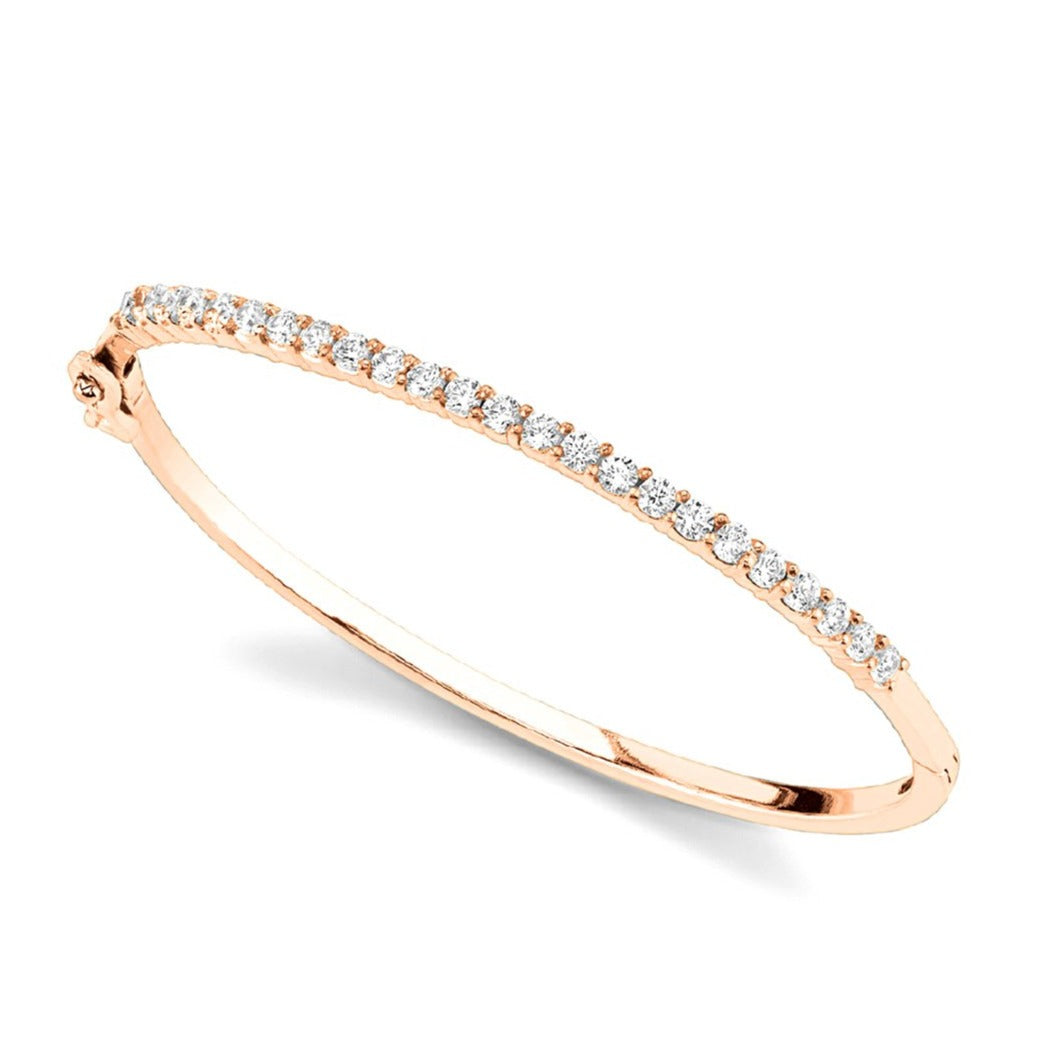 1.50 ctw Round Diamond Classic Bangle Bracelet - 18K Rose Gold