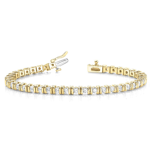 3.00 ctw Round Diamond Bar Set Tennis Bracelet - 14K Yellow Gold - F-G Color VS1-VS2 Clarity