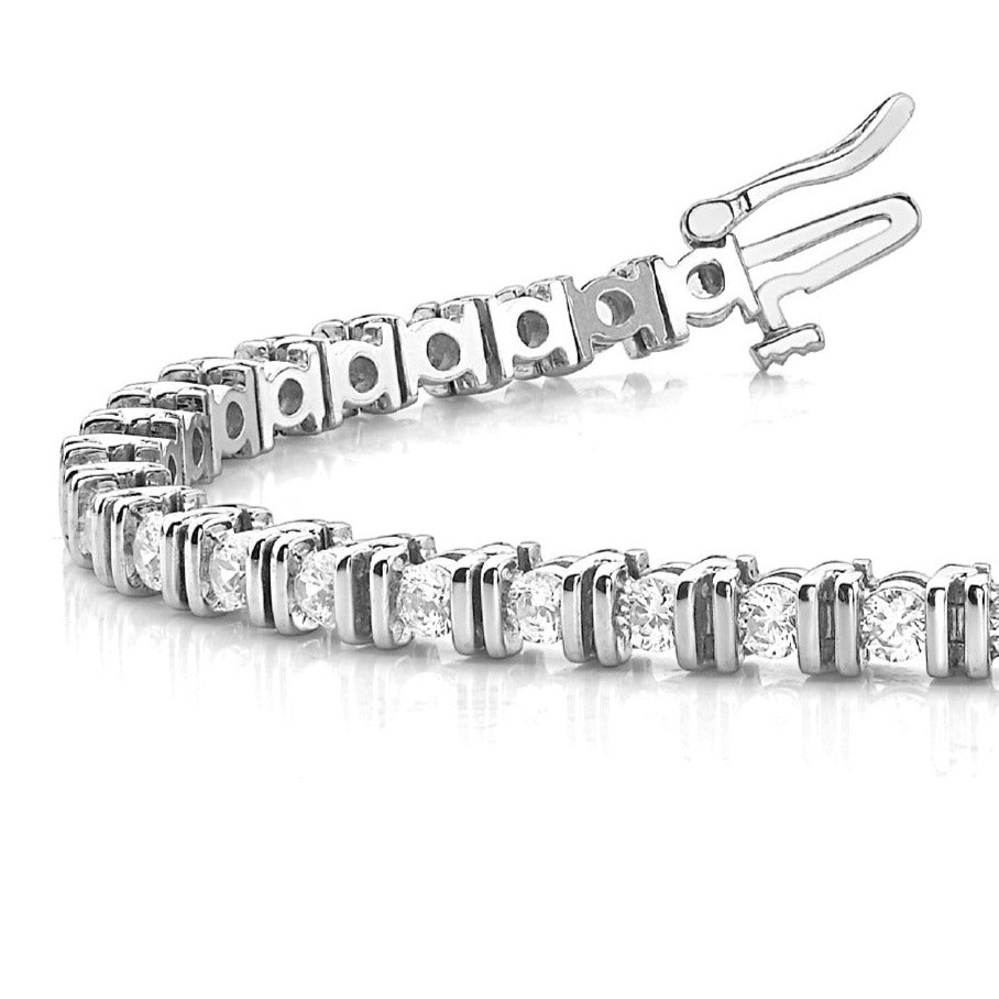 3.00 ctw Round Diamond Bar Set Tennis Bracelet - 14K White Gold - G-H Color SI1-SI2 Clarity