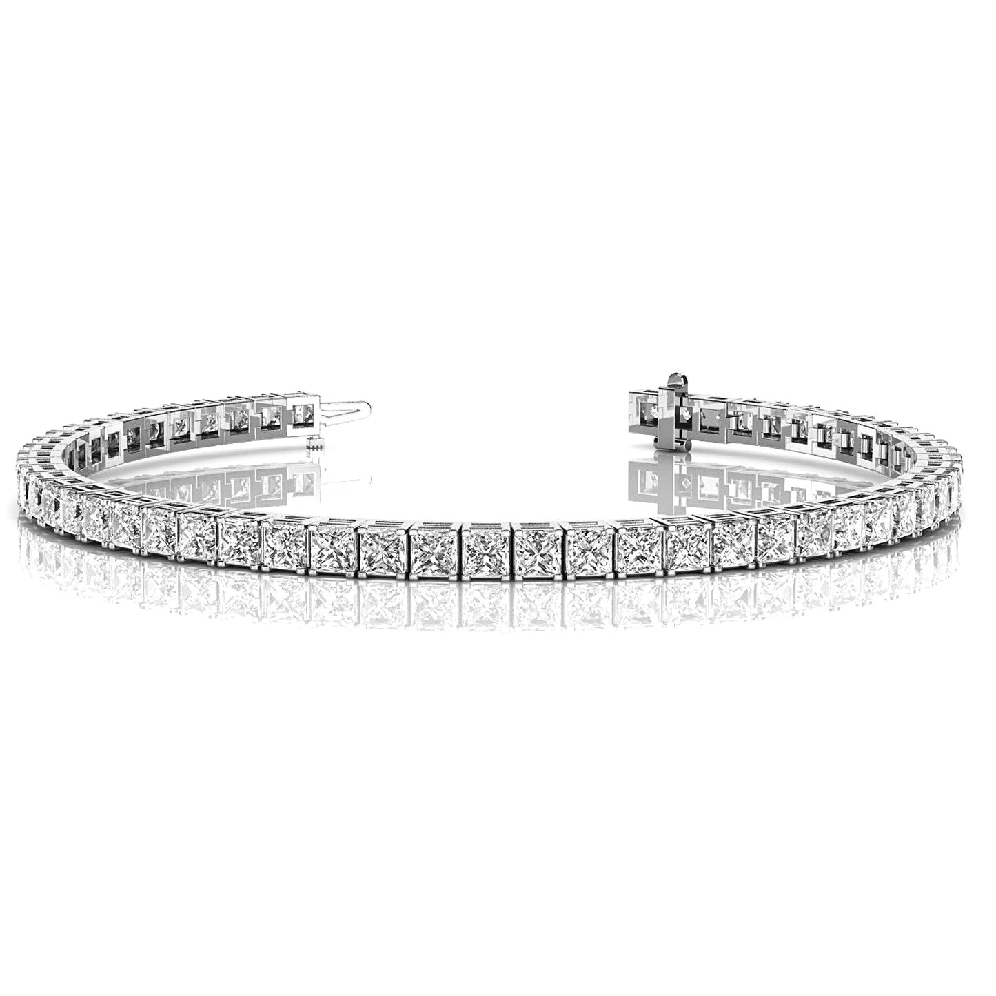 10.0 ctw Princess Cut Diamond Tennis Bracelet With Modern Square Prongs - Platinum 950