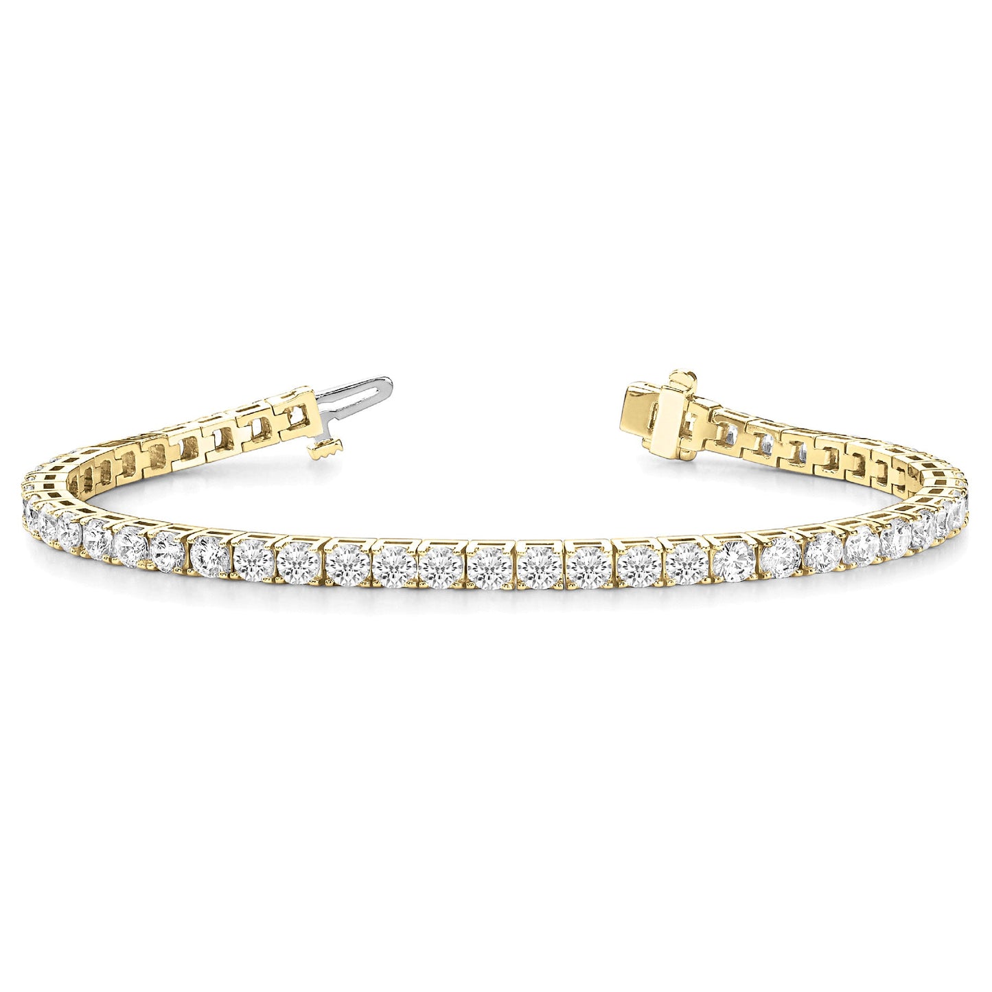 7.75 ctw Round Diamond Tennis Bracelet Four Prong Set - 18K Yellow Gold