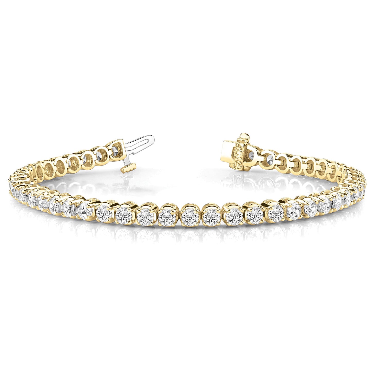 5.15 ctw Round Diamond Tennis Bracelet Four Prong Set - 18K Yellow Gold